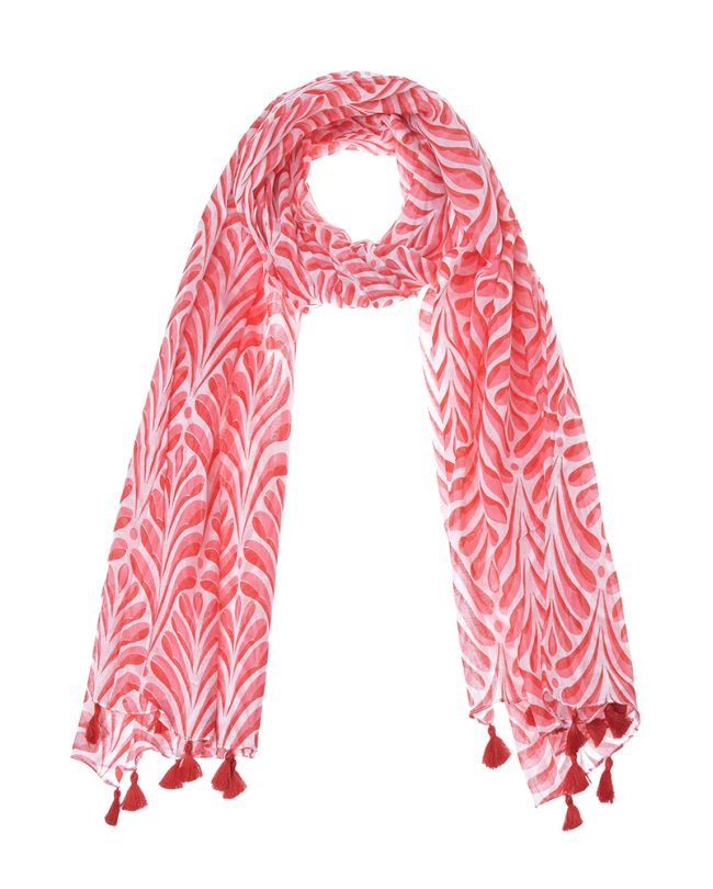 SCARF/PAREO IN PINK/WHITE COLOR WITH TASSELS 180Χ100 (100% COTTON)