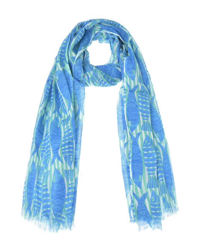 ΦΟΥΛΑΡΙ/ΠΑΡΕΟ ΜΠΛΕ ΜΕ ΨΑΡΙΑ 180Χ100 (100% COTTON)