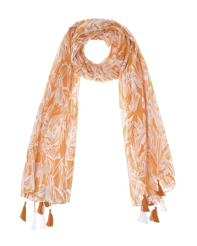 ΦΟΥΛΑΡΙ/ΠΑΡΕΟ ΠΟΡΤΟΚΑΛΙ/ΛΕΥΚΟ ΜΕ ΦΟΥΝΤΑΚΙΑ180Χ100 (100% COTTON)