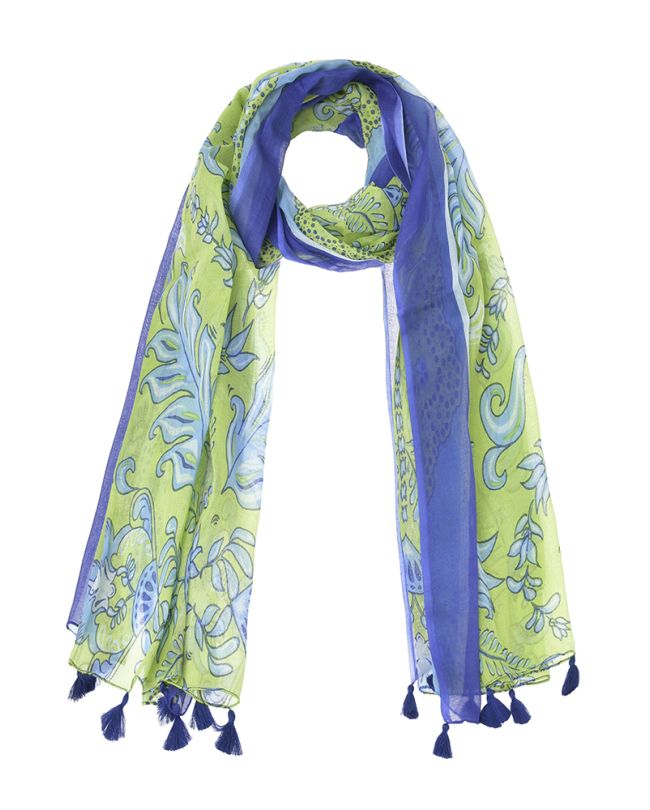 ΦΟΥΛΑΡΙ/ΠΑΡΕΟ ΠΡΑΣΙΝΟ/ΜΠΛΕ ΜΕ ΦΟΥΝΤΑΚΙΑ180Χ100 (100%COTTON)