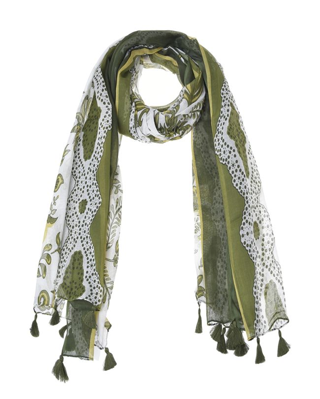 ΦΟΥΛΑΡΙ/ΠΑΡΕΟ ΠΡΑΣΙΝΟ/ΛΕΥΚΟ ΜΕ ΦΟΥΝΤΑΚΙΑ180Χ100 (100% COTTON)