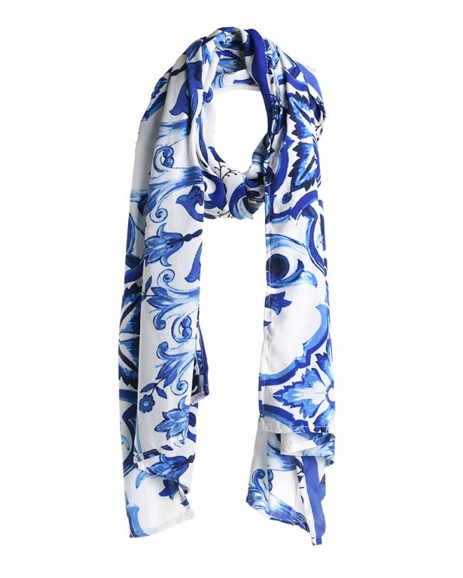 ΦΟΥΛΑΡΙ ΣΕ ΑΣΠΡΟ/ΜΠΛΕ ΧΡΩΜΑ 180X60 (100% CREPE)