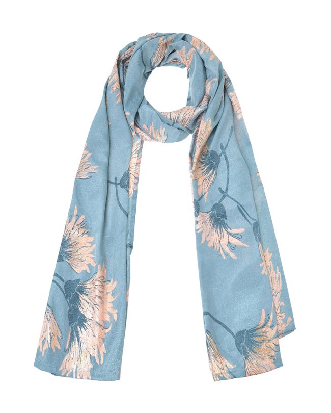 ΦΟΥΛΑΡΙ ΣΕ ΓΑΛΑΖΙΟ ΧΡΩΜΑ ΜΕ ΕΚΡΟΎ ΛΕΠΤΟΜΕΡΕΙΕΣ 180X60 (60% SILK 40% POLYESTER)