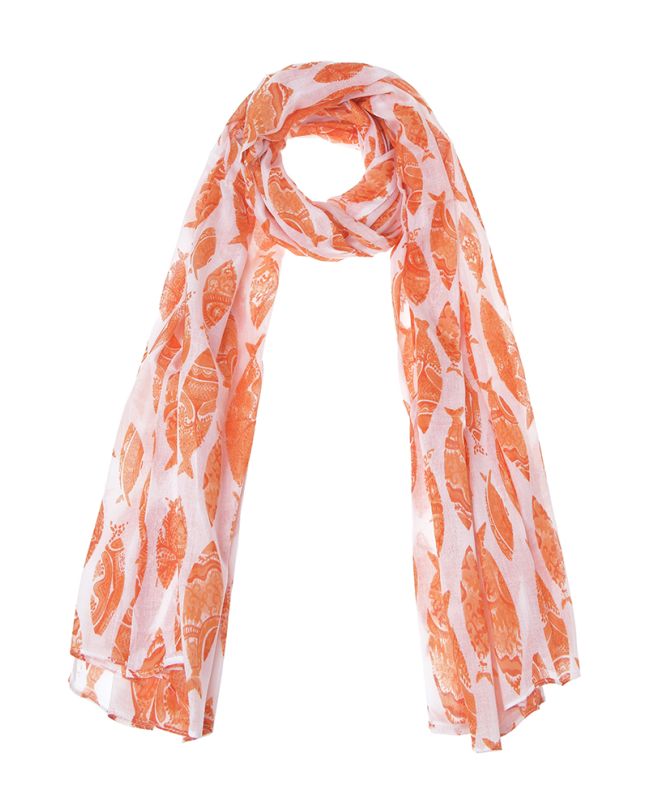 ΦΟΥΛΑΡΙ/ΠΑΡΕΟ ΠΟΡΤΟΚΑΛΙ/ΛΕΥΚΟ ''ΨΑΡΙΑ''110Χ180 (100% COTTON)