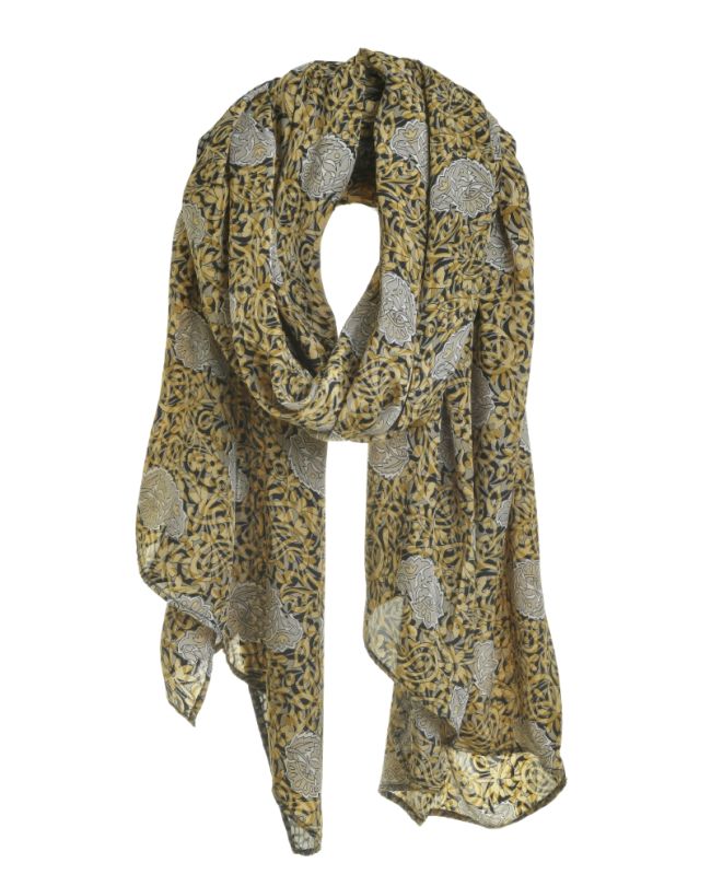 ΦΟΥΛΑΡΙ/ΠΑΡΕΟ ΕΜΠΡΙΜΕ ΣΕ ΜΠΕΖ/ΓΚΡΙ ΧΡΩΜΑ 100X200 (28%SILK / 72%CREPE)