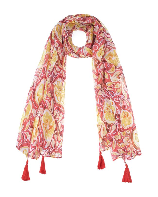 ΦΟΥΛΑΡΙ/ΠΑΡΕΟ  ΚΟΚΚΙΝΟ ΜΕ ΚΙΤΡΙΝΑ ''ΛΟΥΛΟΥΔΙΑ''(100%COTTON)