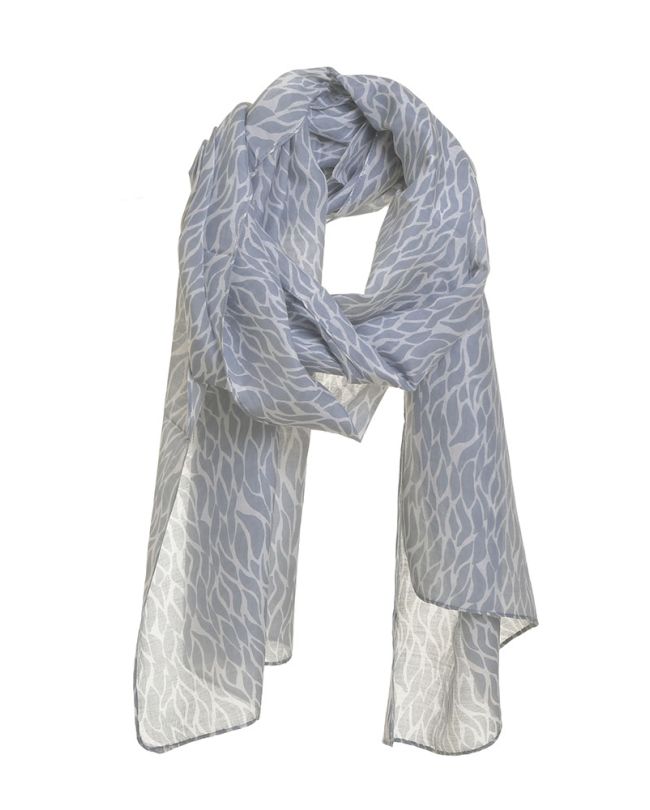 SCARF/PAREO IN GREY COLOR WITH PRINTS 100Χ170 (100% COTTON)