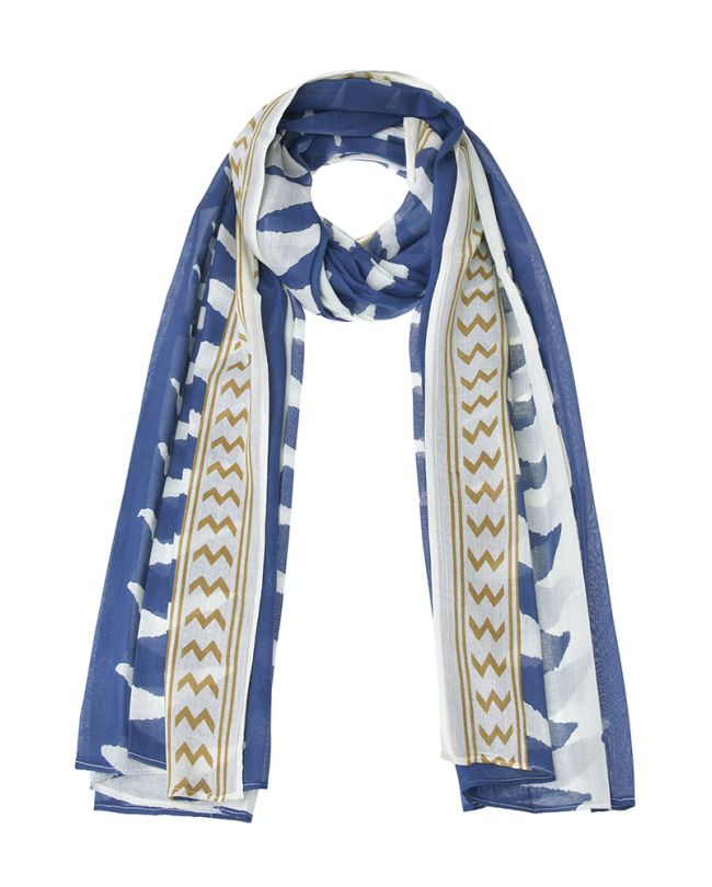 ΦΟΥΛΑΡΙ/ΠΑΡΕΟ ΕΚΡΟΥ ΜΕ ΜΠΛΕ ΣΧΕΔΙΑ 100X180 (100%COTTON)