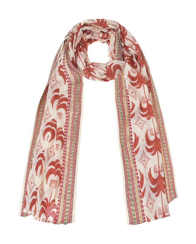 ΦΟΥΛΑΡΙ/ΠΑΡΕΟ ΕΚΡΟΥ ΜΕ ΚΟΚΚΙΝΟΥΣ ΦΟΙΝΙΚΕΣ 100X180 (100%COTTON)