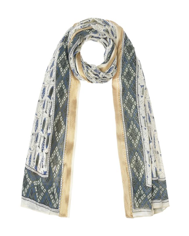 ΦΟΥΛΑΡΙ/ΠΑΡΕΟ ΕΚΡΟΥ ΜΕ ΜΠΛΕ/ΛΑΔΙ ΨΑΡΙΑ 100X180 (100% COTTON)