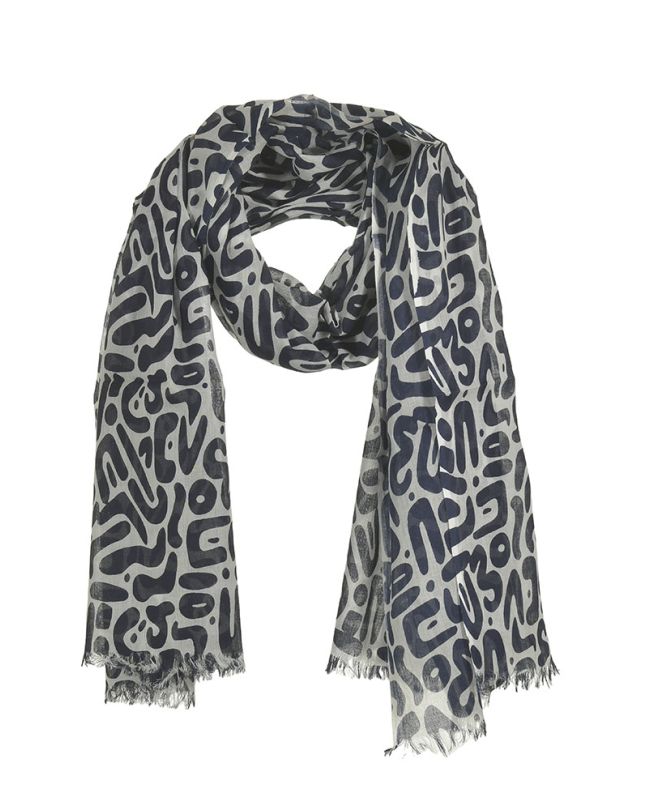 SCARF/PAREO IN NAVY/WHITE COLOR 100Χ180 (100% COTTON)
