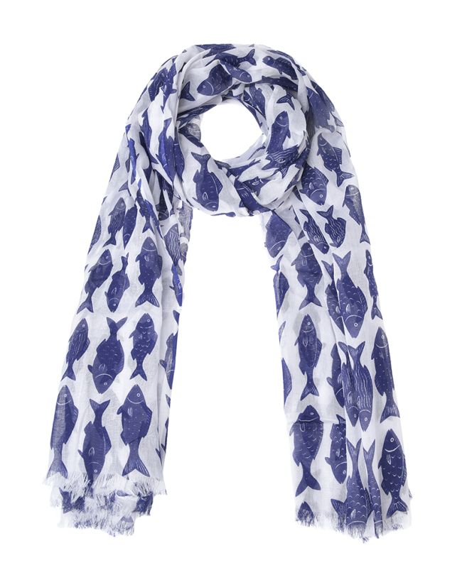 ΦΟΥΛΑΡΙ/ΠΑΡΕΟ ΛΕΥΚΟ ΜΕ ΜΠΛΕ ΨΑΡΙΑ 100Χ180 (100% COTTON)