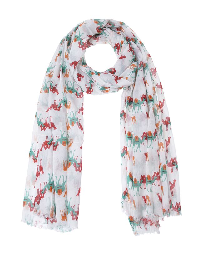 ΦΟΥΛΑΡΙ/ΠΑΡΕΟ ΣΕ ΛΕΥΚΟ ΜΕ ΤΥΡΚΟΥΑΖ/ΚΟΚΚΙΝΕΣ 'ΚΑΜΗΛΕΣ' 100Χ180 (100% COTTON)