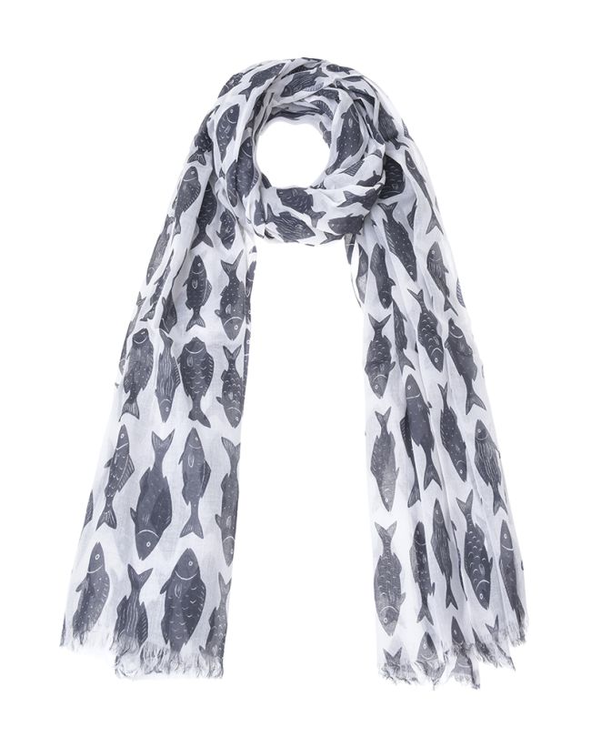 ΦΟΥΛΑΡΙ/ΠΑΡΕΟ ΣΕ ΛΕΥΚΟ ΧΡΩΜΑ ΜΕ ΜΑΥΡΑ ΨΑΡΙΑ 100Χ180 (100% COTTON)