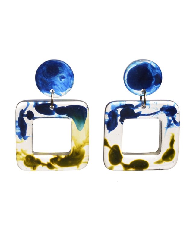 S/2 EARRINGS IN BLUE/YELLOW COLOR 4Χ3Χ6