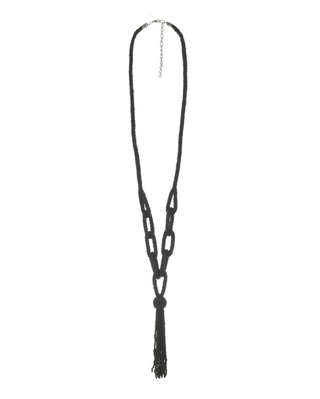 NECKLACE IN BLACK COLOR WITH BEADS 10Χ55