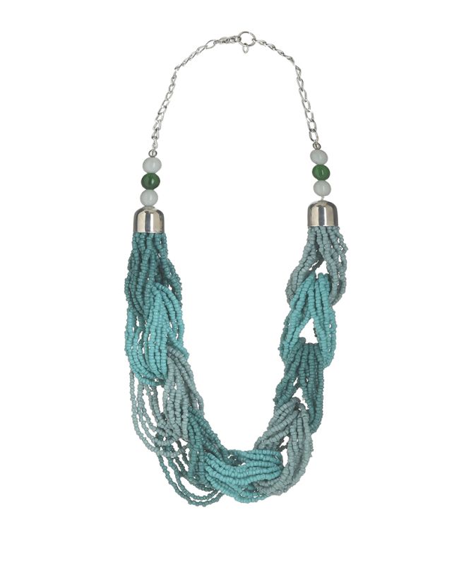 NECKLACE IN PETROL COLOR WITH BEADS 10Χ18