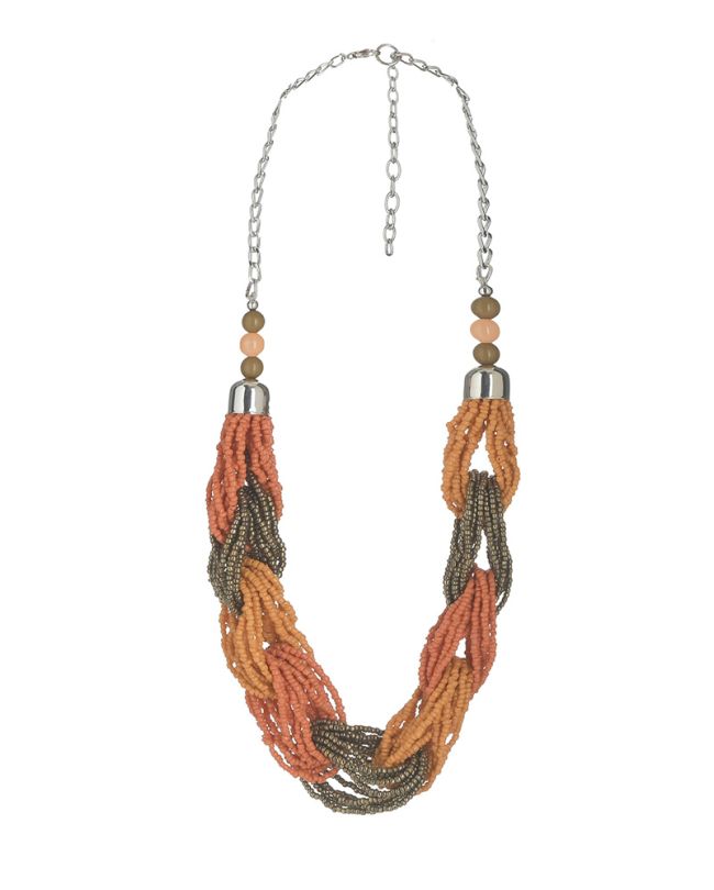 NECKLACE IN BROWN/ORANGE COLOR WITH BEADS 10Χ18