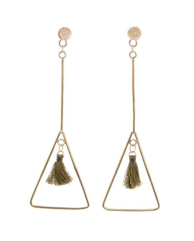 S/2 TRIANGLE EARRINGS WITH TASSELS 10X3