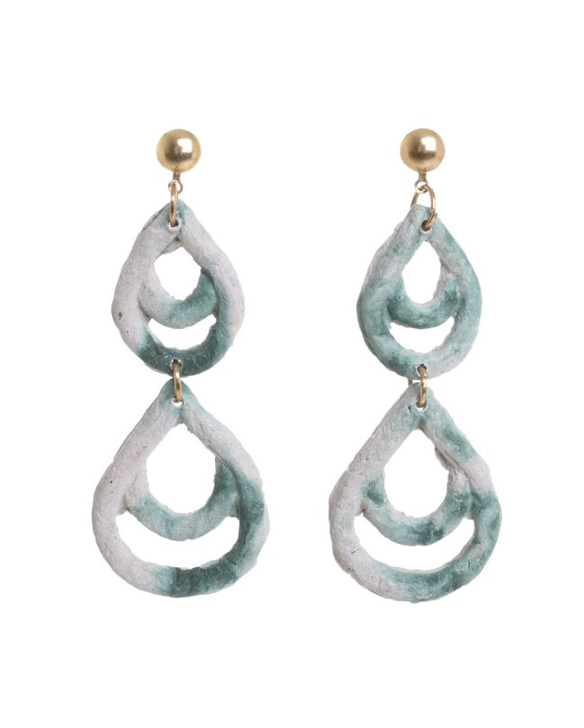 EARRINGS FROM RECYCLED MATERIALS IN GREEN COLOR