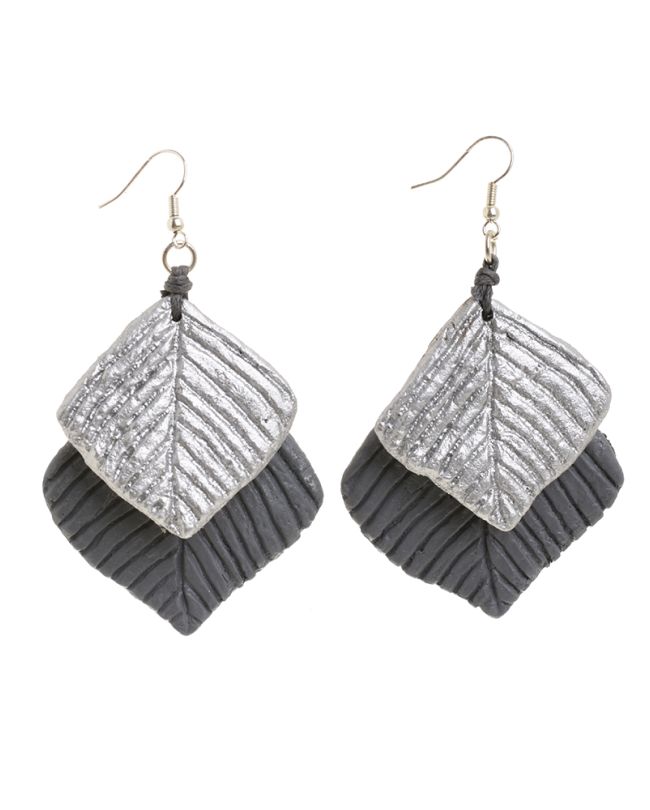EARRINGS FROM RECYCLED MATERIALS IN SILVER/GREY COLOR 9Χ1X5