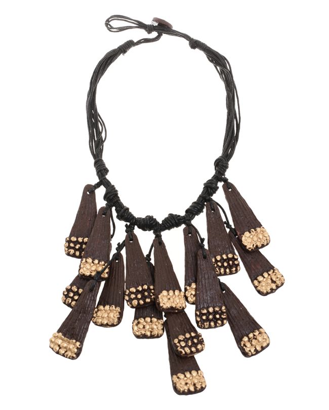 NECKLACE FROM RECYCLED MATERIALS IN BLACK/GOLD COLOR 27Χ13