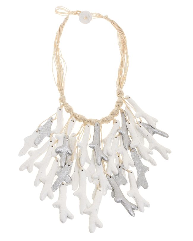 NECKLACE FROM RECYCLED MATERIALS IN WHITE/SILVER COLOR 31Χ15