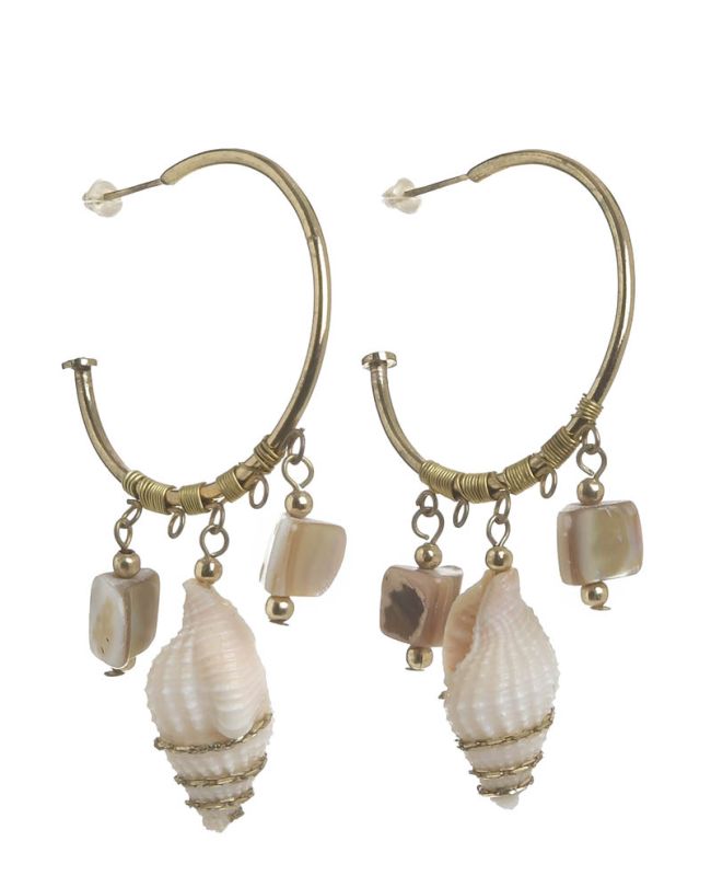 S/2 GOLD EARRINGS WITH SHELLS 6X12
