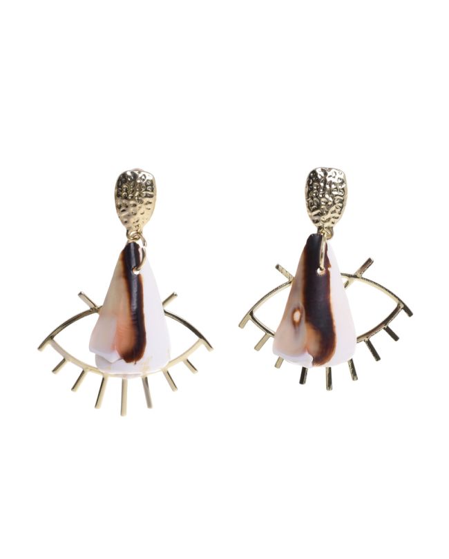 EARRINGS IN GOLD  COLOR WITH SHELL AND EYE 5Χ4