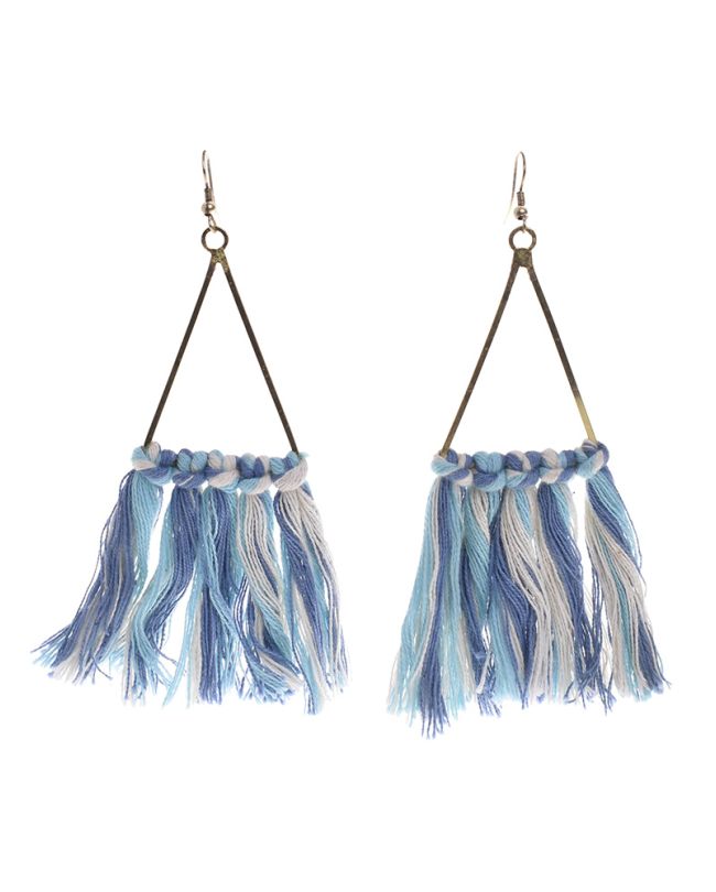 MACRAME EARRINGS IN BLUE TIE DIE COLOR
