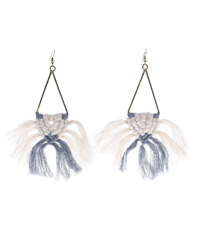 ΣΚΟΥΛΑΡΙΚΙΑ MACRAME ΓΚΡΙ/ΛΕΥΚΑ ΜΕ ΦΟΥΝΤΕΣ