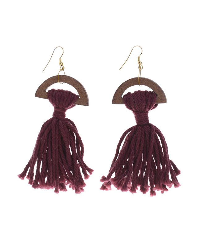 MACRAME EARRINGS IN BORDEAUX COLOR