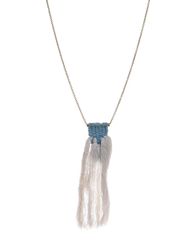 MACRAME NECKLACE IN BEIGE/TURQOISE COLOR