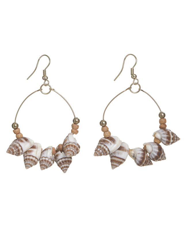 S/2 EARRINGS IN BEIGE BROWN COLOR WITH SHELLS 8Χ5