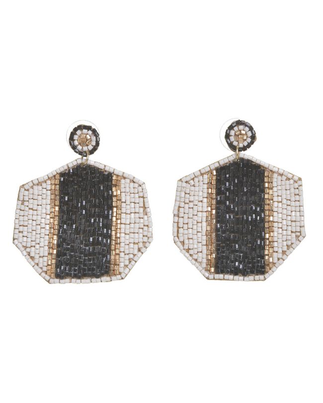 S/2 EARRINGS IN WHITE AND BLACK COLOR WITH BEADS 8Χ5