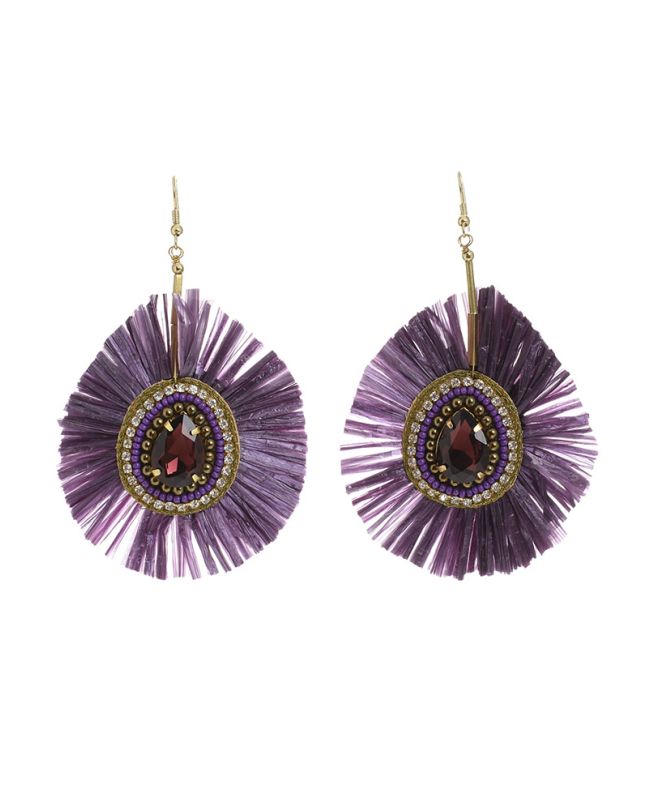 S/2 EARRINGS IN PURPLE COLOR WITH BEADS AND TASSELS 5Χ7