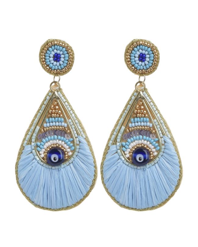 S/2 EARRINGS ''EYE'' IN IGHT BLUE COLOR 8Χ7