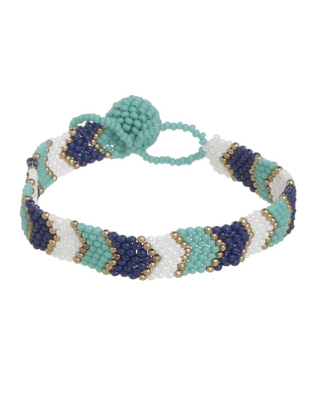 BRACELET IN WHITE/BLUE/TURQUOISE COLOR WITH BEADS Φ7Χ2