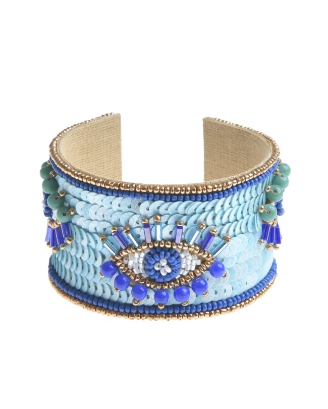 BRACELET EYE WITH BEADS IN BLUE/LIGHT BLUE COLOR