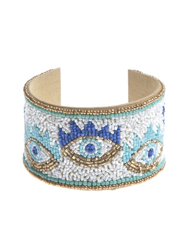 BRACELET EYE WITH BEADS IN WHITE/BLUE COLOR