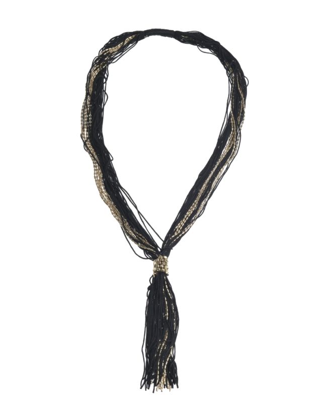 NECKLACE WITH BEADS IN BLACK/GOLDEN COLOR