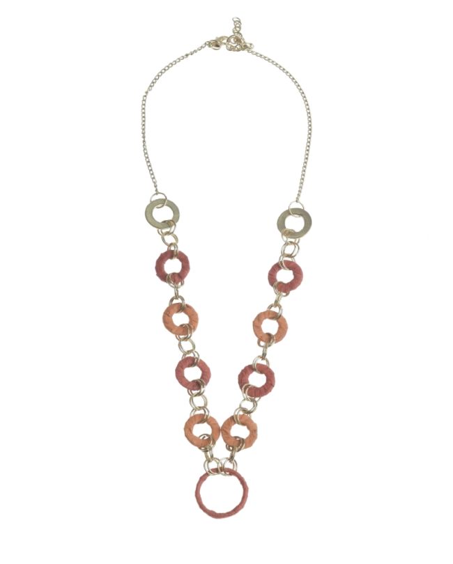 NECKLACE WITH RINGS IN ORANGE/RED/GOLDEN COLOR