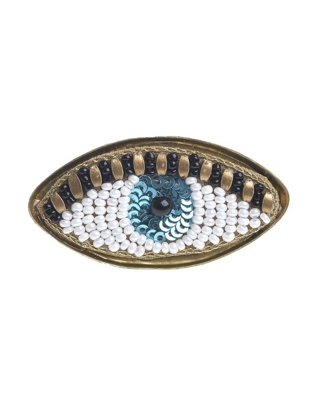 RING EYE WITH BEADS IN WHITE/LIGHT BLUE COLOR