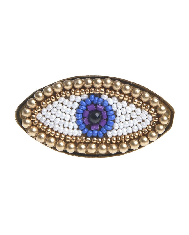RING EYE WITH BEADS IN BLUE/GOLDEN COLOR