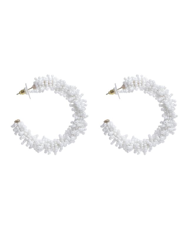 S/2 EARRINGS WITH BEADS IN WHITE COLOR