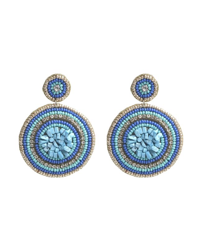 S/2 EARRINGS WITH BEADS IN BLUE/LIGHT BLUE COLOR