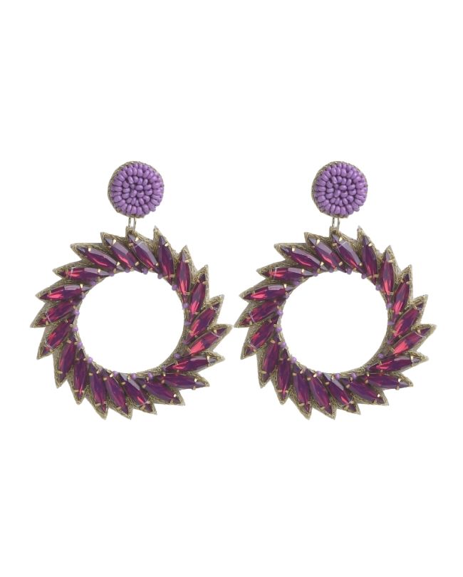 S/2 EARRINGS WITH BEADS IN PURPLE/GOLDEN COLOR