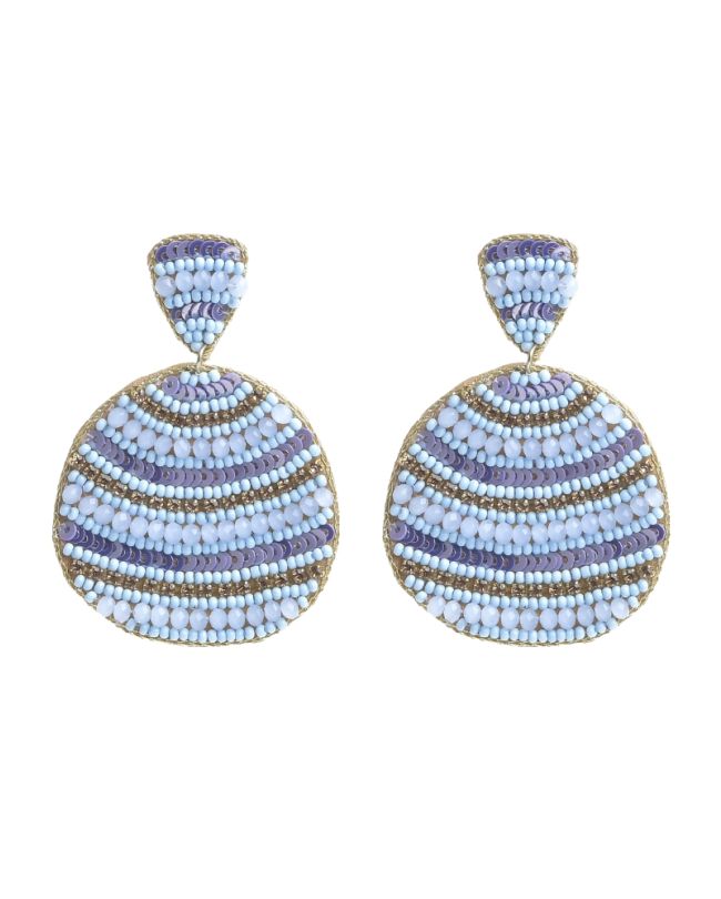 S/2 EARRINGS WITH BEADS IN LIGHT BLUE/GOLDEN COLOR