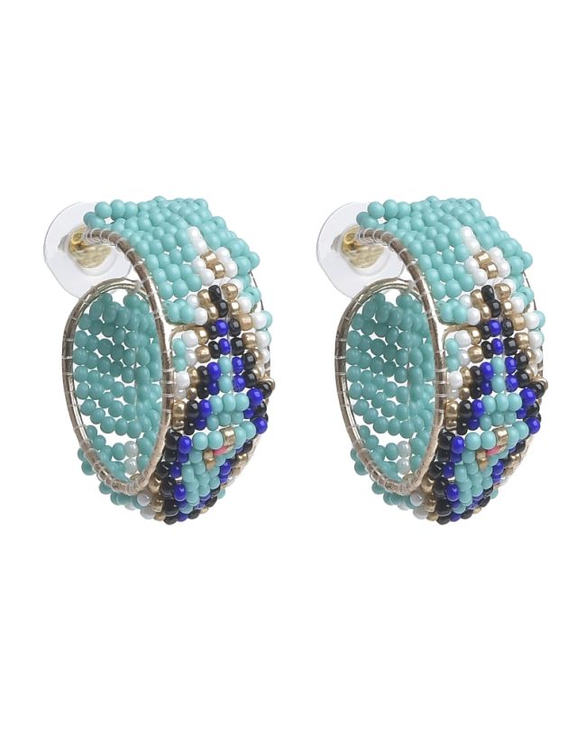 S/2 EARRINGS WITH BEADS IN TURQUOISE/BLUE COLOR
