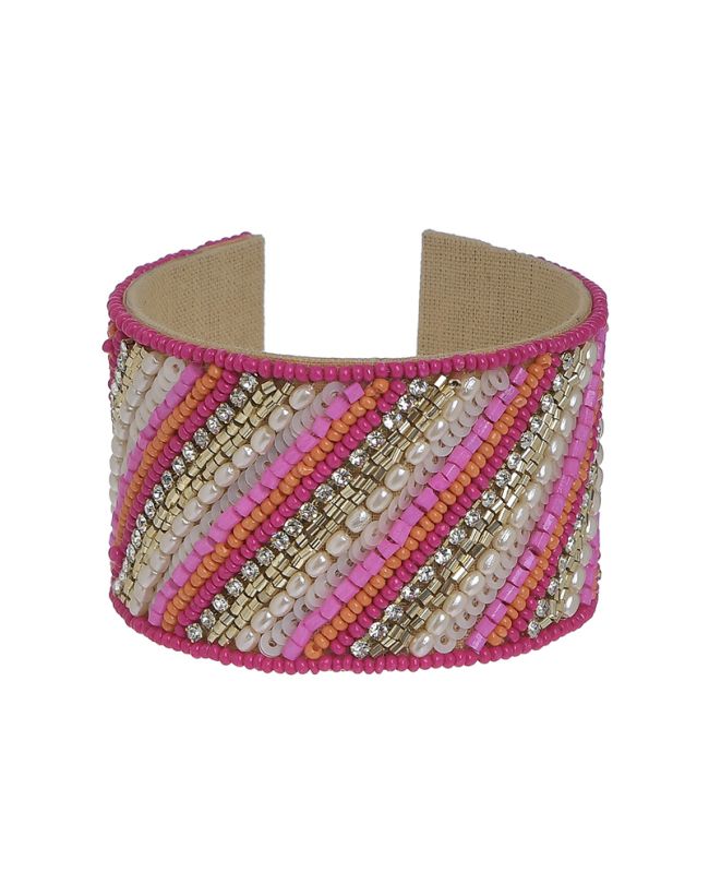 BRACELET WITH BEADS IN ORANGE/ FUCSHIA COLOR